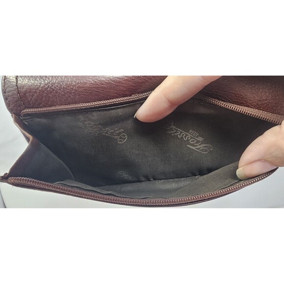 Vintage Fossil Brown Leather Trifold Check Book Credit Card Wallet 7"X4" - Picture 7 of 16